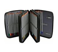 AMONIDA Astuccio per Matite, Astuccio Grande Multifunzione Compatto in Tessuto Oxford 72 Fori per Pastelli per la Casa (Nero)