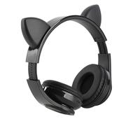 AMONIDA Auricolare Bluetooth Cat Ear, Cuffie Wireless con Riduzione del Rumore della Luce LED con Microfono e 10 Ore di Riproduzione, Ideali per Bambini Adulti Chiamate Musicali K Song (BLACK)