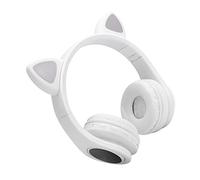AMONIDA Auricolare Bluetooth Cat Ear, Cuffie Wireless con Riduzione del Rumore della Luce LED con Microfono e 10 Ore di Riproduzione, Ideali per Bambini Adulti Chiamate Musicali K Song (WHITE)