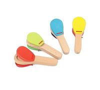 AMONIDA Batacchio Musicale in Legno, Giocattolo a Percussione con Nacchera a Mano per Bambini con Manico Portatile, Ideale per la Prima Educazione, le Prestazioni e l'intrattenimento dei Bambini
