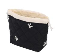 AMONIDA Borsa per Trucchi con Coulisse, Adorabile Organizer per Cosmetici con Fiocco, Borsa Foderata in Tela Spessa con Scomparti Multipli, Ideale per Pennelli per Trucco, Articoli Toeletta e