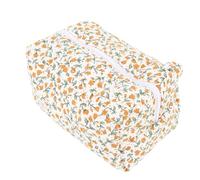 AMONIDA Borsa per Trucchi Trapuntata Custodia per Cosmetici Floreale Elegante Organizer da Viaggio per Donna Design Leggero e Resistente (ORANGE)