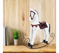 AMONIDA Cavallo a Dondolo in Legno Dipinto a Mano, Giocattolo per Bambini Splendidamente Intagliato, Perfetto per Regali e Decorazioni, Legno Nordico Resistente (WHITE)