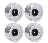 AMONIDA Cerchioni in Metallo da 1,9 Pollici 4 Pezzi Durevole in Acciaio e Alluminio per Auto RC Axial SCX10 D90 (WHITE)