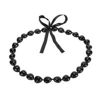 AMONIDA Collana con Noce Kukui in Resina, Portafortuna, Bellissimo Regalo di Laurea per Donna, Lunga 76 Cm (BLACK)