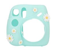 AMONIDA Custodia in Silicone per Fotocamera Istantanea Custodia Protettiva Morbida e Leggera per Mini 7 Plus Impugnatura Comoda Tracolla Regolabile 14x13x6 Cm (margherita blu)