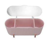 AMONIDA Dispenser Organizer per Batuffoli di Cotone con 3 Scomparti, Versatile, con Coperchio Trasparente, per Camera Letto, Bagno, Plastica, 21 X 8,5 X 9,2 Cm (PINK)