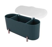 AMONIDA Dispenser Organizer per Batuffoli di Cotone con 3 Scomparti, Versatile, con Coperchio Trasparente, per Camera Letto, Bagno, Plastica, 21 X 8,5 X 9,2 Cm (GREEN)
