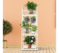 AMONIDA Espositore Pieghevole con Scaffale a Scala a 4 Livelli per Supporto per Libreria Domestica, Ideale per L'organizzazione di Piante e Fiori in Soggiorno o Camera da Letto (WHITE)