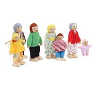 AMONIDA Figure di Bambole Familiari Set di Giocattoli per Persone in Miniatura in Pino per Giochi di Ruolo e Potenziamento Dell'immaginazione, Adatti per Bambini da 1 a 7 Anni, 7 Bambole (Bocca del