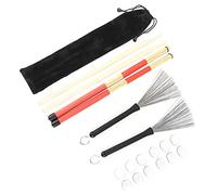 AMONIDA Kit Bacchette 5A con Spazzola Retrattile e Ammortizzatore Lavabile per Batteristi Include Borsa in Velluto 2 Spazzole 2 Bastoncini (M02757 Trasparente)