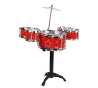 AMONIDA Kit di Batteria Jazz per Bambini con 5 Tamburi e Piatti per L'educazione Musicale e lo Sviluppo della Coordinazione Occhio-mano (rosso)