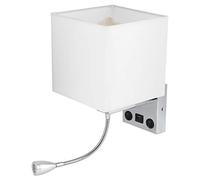 AMONIDA Lampada da Parete a LED Moderna in Tessuto USB, Applique da Lettura per Camera da Letto, Elegante Apparecchio di Illuminazione per Interni, Compatibile con E27, Altezza 17,3 Pollici