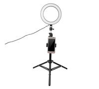 AMONIDA Lampada per Selfie USB LED Ad Anello Dimmerabile da 20 Cm per Trucco Fotografico e Video con Treppiede Regolabile