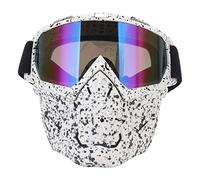 AMONIDA Maschera per Occhiali con Teschio Maschera Protettiva Antipolvere Regolabile Staccabile per Escursioni Fuoristrada (Macchie nere Montatura bianca Occhiali colorati)