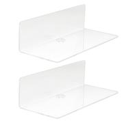 AMONIDA Mensola Galleggiante in Acrilico 2 Pezzi Supporto da Parete Dal Design Delicato e Trasparente per Soggiorno Camera da Letto