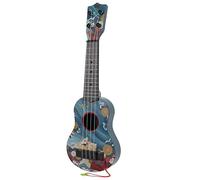AMONIDA Mini Chitarra Ukulele Giocattolo per Bambini per Regalo per Bambini in età Prescolare, Plastica ABS , 4 Corde, Colore Legno, 17,0 X 5,5 Pollici (BLUE)