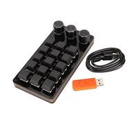 AMONIDA Mini Tastiera Macro Programmabile con Tastiera Personalizzata con 15 Tasti 3 Manopole per Giochi e Design Connessione Cablata in Acrilico