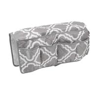 AMONIDA Organizer per Braccioli per Divano Elegante Contenitore in Tessuto Grigio con 14 Tasche per Divano Reclinabile con Facile Installazione