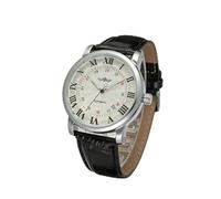 AMONIDA Orologio Meccanico Automatico da Uomo, Orologio con Quadrante con Numeri Romani, Cinturino in Pelle PU con Design da da Polso, Ideale per la Famiglia e gli Amici (Superficie bianca, scritte