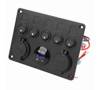 AMONIDA Pannello Interruttori a 5 Gang con Voltmetro Digitale (GREEN)