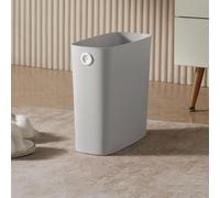 AMONIDA Pattumiera Piccola, Cestino Sottile e Aperto con Coperchio in Plastica PP e TPR con Foro per Sacchetti della Spazzatura, Ideale per Bagno, Ufficio, Camera da Letto, (Grigio caldo)