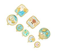 AMONIDA Pendenti in Oro Placcato Smaltati, 8 Distinti Design Oceanici