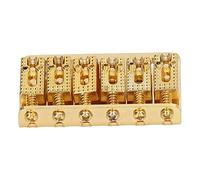 AMONIDA Ponte per Chitarra Elettrica Ponte Fisso Premium Hardtail a 6 Corde per una Facile Installazione e regolabilità Ferro Rame 65 Mm (GOLD)