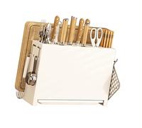 AMONIDA Porta-asciugatrice per Coltelli da, Porta-coltelli in Metallo, Organizer per Taglieri per Bacchette con Design per Montaggio a Parete, Ideale per Bancone e Parete della