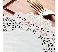 AMONIDA Premium 150 Pezzi Centrini di Carta Rotondi in Pizzo Bianco Design a Fiori Cavi per Torte e Dessert Carta Assorbente per Olio 11,5 Cm (150 pezzi di assorbente per olio)