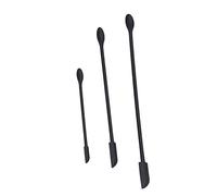 AMONIDA Raschietto per Barattoli in Silicone da 3 Pezzi, a Doppia Testa, per Alimenti, Utensili da per Bottiglie Strette e Trucco da 15,5 Cm a 30,5 Cm (BLACK)