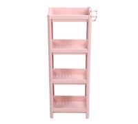AMONIDA Scaffale da Pavimento per Bagno Stabile e Indipendente, Organizer Compatto per Angolo Bagno Rosa (4 livelli)