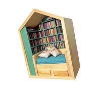 AMONIDA Scaffale in Miniatura per Alleviare L'ansia, Pezzo Decorativo per Scrivanie, Stanze, Realizzato Artigianalmente in Legno, 6,7x3,9x9,1 Pollici