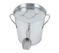 AMONIDA Secchiello Ghiaccio Tondo con Manico e Coperchio per Bar Uso Domestico Contenitore Refrigerante in Plastica in Lamiera Zincata 19,5x20,5x16cm (Colore originale)