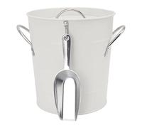 AMONIDA Secchiello Ghiaccio Tondo con Manico e Coperchio per Bar Uso Domestico Contenitore Refrigerante in Plastica in Lamiera Zincata 19,5x20,5x16cm (WHITE)