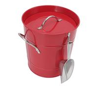 AMONIDA Secchiello Ghiaccio Tondo con Manico e Coperchio per Bar Uso Domestico Contenitore Refrigerante in Plastica in Lamiera Zincata 19,5x20,5x16cm (rosso)