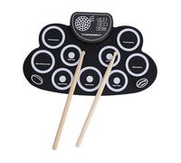 AMONIDA Set di Batteria Elettronica Ricaricabile a 9 Pad con Altoparlante Incorporato per Bambini, Batteria Portatile Pieghevole per Uso Interno Ed Esterno