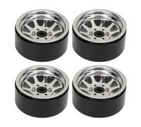 AMONIDA Set di Cerchi per Ruote RC da 1,9 Pollici in Resistente Acciaio in Lega di Zinco per Axial SCX10 II III Ultimate Support 4 PZ (SILVER)