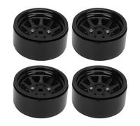 AMONIDA Set di Cerchi per Ruote RC da 1,9 Pollici in Resistente Acciaio in Lega di Zinco per Axial SCX10 II III Ultimate Support 4 PZ (BLACK)