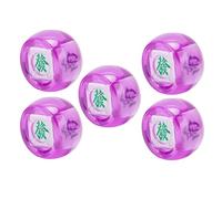 AMONIDA Set di Dadi Mahjong da 5 Pezzi per la Direzione del per Giochi da Tavolo e Intrattenimento - Dadi in Plastica Resistente Est Sud-ovest Nord, Leggeri e Portatili (Viola trasparente)