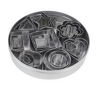 AMONIDA Set di Mini Formine per Biscotti, 24 Pezzi di Formine per Biscotti in Acciaio Inossidabile con Forme Geometriche di Cuore, Ideali per Cuocere, Decorare Torte, Frutta e Verdura