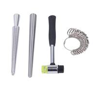 AMONIDA Set di Misuratori per Mandrini Ad Anello per Kit per la Creazione di gioielli. Materiale Durevole e Facile da usare. Martello in Gomma Incluso