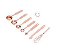 AMONIDA Set di Misurini in Acciaio Inossidabile Design Impilabile con Livellatore e Frullino per le Uova per la Cottura in 7 in 1 (Oro rosa)