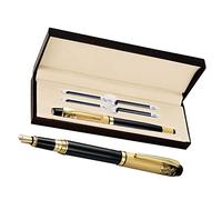 AMONIDA Set Penne Stilografiche Impugnatura Comoda Design Satinato Scrittura per Studenti e Ufficio 14 X 2 Cm con 4 Cartucce D'inchiostro