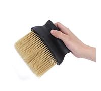 AMONIDA Spazzola per Spolverare il Collo e il Viso, Spazzola in Legno per la Pulizia dei Capelli del Salone, per Barbiere, Collo, Strumento per Parrucchiere, Manico Nero, per Capelli Gialla, 4,2 X