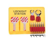 AMONIDA Stazione di Montaggio a Parete per Tagout di Blocco Industriale con 7 Lucchetti e 10 Etichette per Procedure di Sicurezza Sul Posto di Lavoro Giallo Brillante