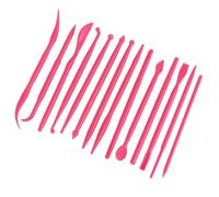 AMONIDA Strumento per Modellare L'argilla per Modellare la Ceramica per la Decorazione di Torte, Set di Plastica Fai-da-te da 14 Pezzi per Tutte le Forme, Rosa/rosa Rossa/giallo, 4,7 Pollici (