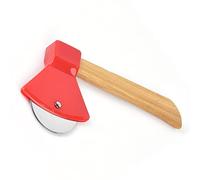 AMONIDA Tagliapizza Ad Ascia Tonda con Manico Robusto in bambù per Affettare Facilmente la Pizza per gli Chef di (rosso)