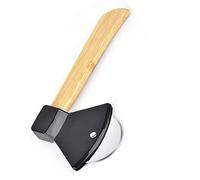 AMONIDA Tagliapizza Ad Ascia Tonda con Manico Robusto in bambù per Affettare Facilmente la Pizza per gli Chef di (BLACK)