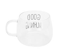 AMONIDA Tazza da caffè in Vetro Borosilicato Trasparente per Bevande Calde e Fredde, Ideale per la Casa e le Caffetterie, Regalo per Tutte le occasioni. (etichetta nera)
